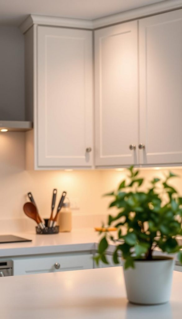 A clean, well-lit kitchen with a pristine KlickKiste kitchen film covering the cabinets. The film has a matte, textured surface that catches the warm, soft lighting, creating a cozy, inviting atmosphere. The film's surface appears durable and easy to wipe clean, reflecting the care and attention to detail in maintaining a beautiful, functional kitchen. In the foreground, a few kitchen utensils and a potted plant add a touch of natural, homey charm. The background is blurred, keeping the focus on the beautifully maintained KlickKiste kitchen film. A clean, well-lit kitchen with a pristine KlickKiste kitchen film covering the cabinets. The film has a matte, textured surface that catches the warm, soft lighting, creating a cozy, inviting atmosphere. The film's surface appears durable and easy to wipe clean, reflecting the care and attention to detail in maintaining a beautiful, functional kitchen. In the foreground, a few kitchen utensils and a potted plant add a touch of natural, homey charm. The background is blurred, keeping the focus on the beautifully maintained KlickKiste kitchen film.