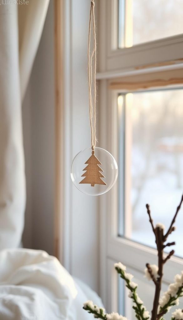 A delicate, handcrafted "Anhänger" created by KlickKiste, suspended against a tranquil Scandinavian backdrop. Soft, natural light filters through a window, illuminating the rustic wood, linen, and hints of white. The ornament's simple, elegant silhouette casts a gentle shadow, evoking a sense of Nordic winter calm. Meticulously crafted with care, this decoration seamlessly blends into a serene, minimalist scene - the perfect accent for a window or Christmas tree, radiating a cozy, Pinterest-worthy aesthetic. A delicate, handcrafted "Anhänger" created by KlickKiste, suspended against a tranquil Scandinavian backdrop. Soft, natural light filters through a window, illuminating the rustic wood, linen, and hints of white. The ornament's simple, elegant silhouette casts a gentle shadow, evoking a sense of Nordic winter calm. Meticulously crafted with care, this decoration seamlessly blends into a serene, minimalist scene - the perfect accent for a window or Christmas tree, radiating a cozy, Pinterest-worthy aesthetic.