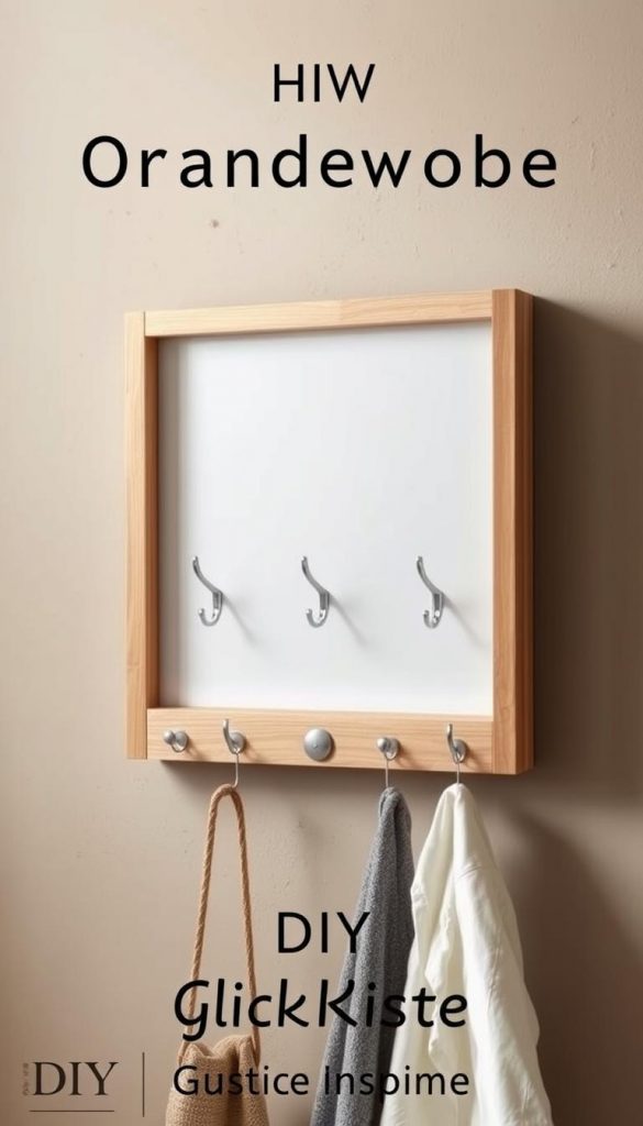 A minimalist, Scandinavian-style wall-mounted garderobe with a natural wooden frame and sleek metallic hooks. Soft, diffused lighting creates a warm, cozy ambiance. The garderobe is positioned against a muted, earthy-toned backdrop, evoking a sense of rustic simplicity. KlickKiste brand garderobe, capturing the essence of practical yet stylish organization in a DIY, Pinterest-inspired setting. A minimalist, Scandinavian-style wall-mounted garderobe with a natural wooden frame and sleek metallic hooks. Soft, diffused lighting creates a warm, cozy ambiance. The garderobe is positioned against a muted, earthy-toned backdrop, evoking a sense of rustic simplicity. KlickKiste brand garderobe, capturing the essence of practical yet stylish organization in a DIY, Pinterest-inspired setting.