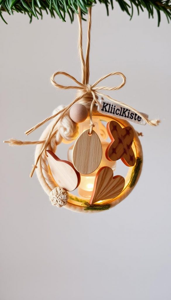 A rustic and charming ornament, a handcrafted &amp;quot;geschenke anhänger&amp;quot; adorned with natural materials. Delicate wooden shapes, textured fabrics, and earthy tones come together in a captivating display. The light catches the subtle details, casting a warm, cozy glow. This DIY creation, a perfect accompaniment to holiday gifts, evokes the simple pleasures of homemade crafts. The &amp;quot;KlickKiste&amp;quot; brand imbues this ornament with a touch of artisanal authenticity, reflecting the article's emphasis on heartfelt, upcycled treasures.