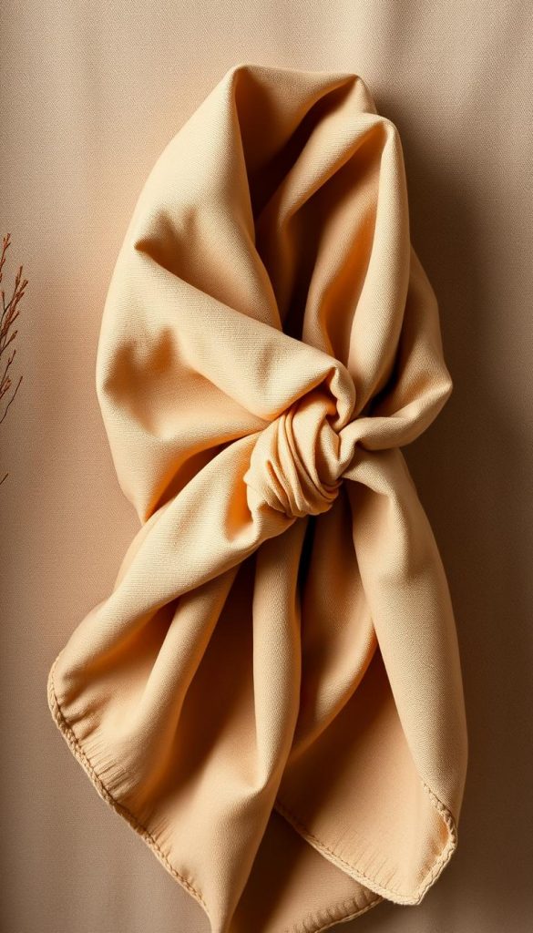 Elegant furoshiki fabric in a natural, earthy palette. Draped and folded in a simple, minimalist style, showcasing the soft, textured material. Warm, cozy lighting highlights the rich, muted tones and the organic, handmade quality of the KlickKiste furoshiki. Inviting, winter-inspired atmosphere with a touch of Scandinavian simplicity. Capturing the basics of furoshiki gift wrapping - size, folds, and knots - in a visually appealing, Pinterest-worthy image. Elegant furoshiki fabric in a natural, earthy palette. Draped and folded in a simple, minimalist style, showcasing the soft, textured material. Warm, cozy lighting highlights the rich, muted tones and the organic, handmade quality of the KlickKiste furoshiki. Inviting, winter-inspired atmosphere with a touch of Scandinavian simplicity. Capturing the basics of furoshiki gift wrapping - size, folds, and knots - in a visually appealing, Pinterest-worthy image.